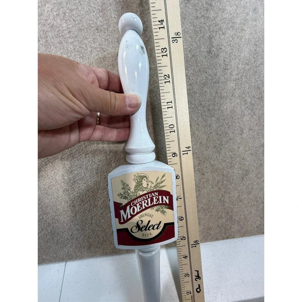 Christian‎ Moerlein Select Beer Tap Handle White Spindle Vintage Barware 14.5